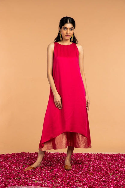 Chameli Halter Neck Modal Satin and Zari Dress | Verified Sustainable by Brown Living™