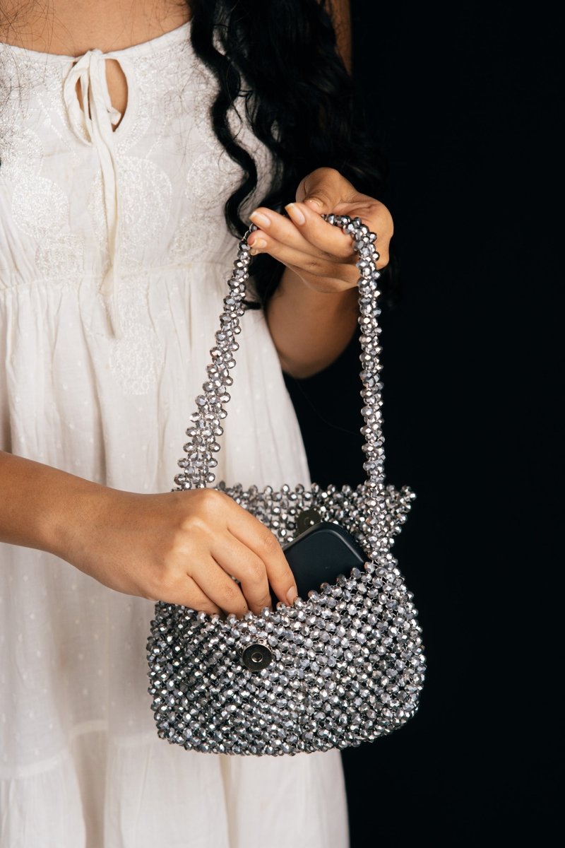 Chandni Baguette| Womens Handbag | Crystal glass beaded | Verified Sustainable by Brown Living™