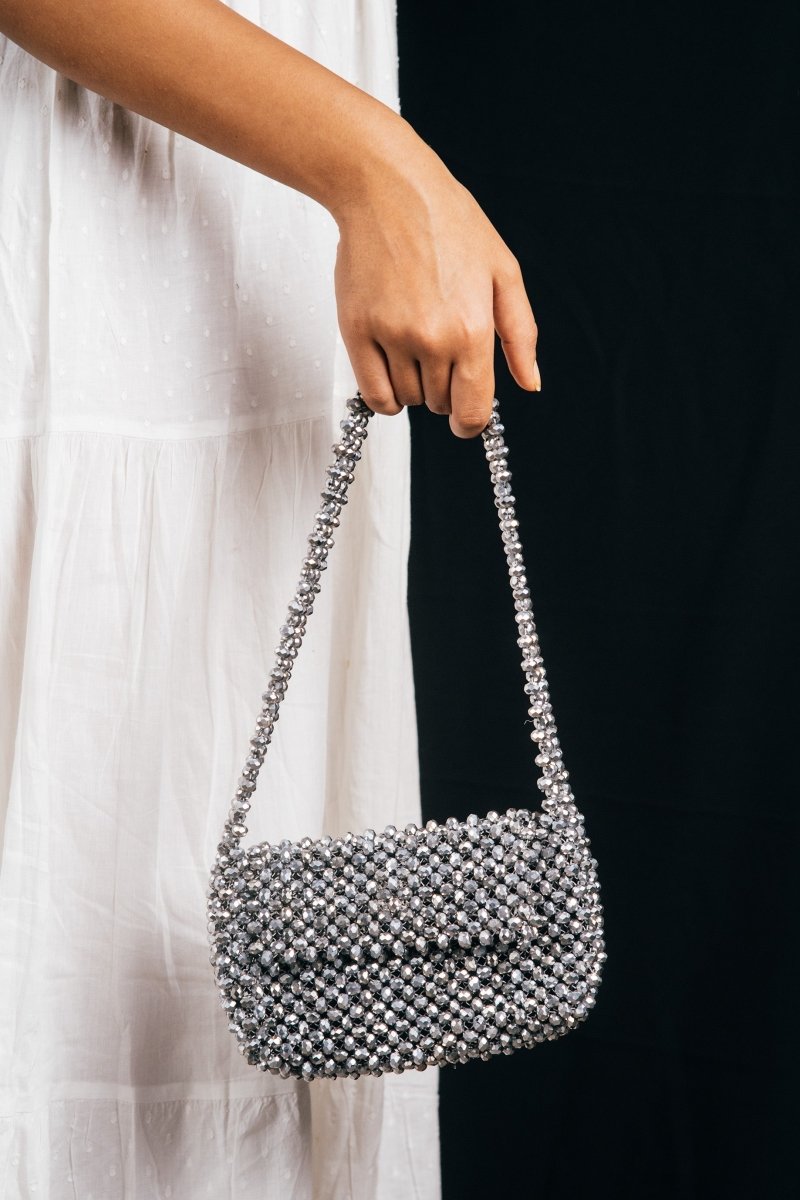 Chandni Baguette| Womens Handbag | Crystal glass beaded | Verified Sustainable by Brown Living™