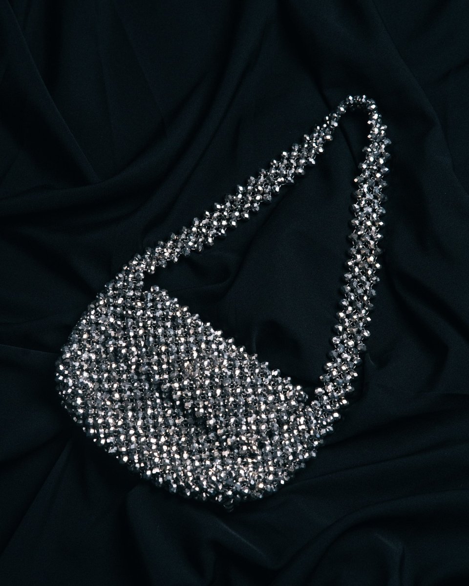 Chandni Baguette| Womens Handbag | Crystal glass beaded | Verified Sustainable by Brown Living™