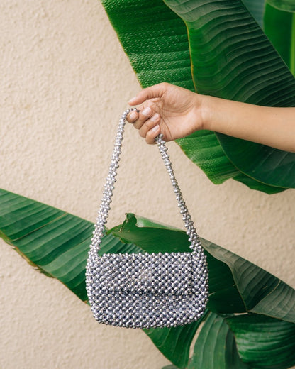 Chandni Baguette| Womens Handbag | Crystal glass beaded | Verified Sustainable by Brown Living™