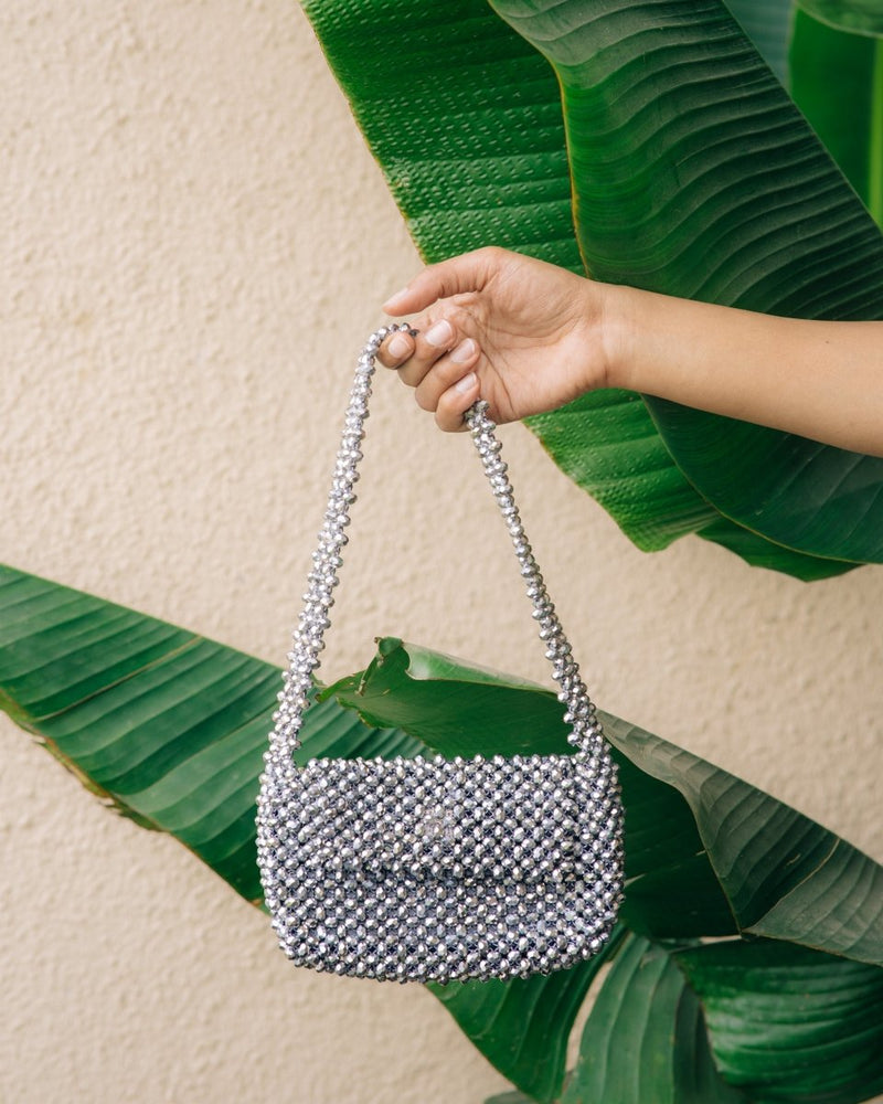 Buy Chandni Baguette| Womens Handbag | Crystal glass beaded | Shop Verified Sustainable Womens Handbag on Brown Living™
