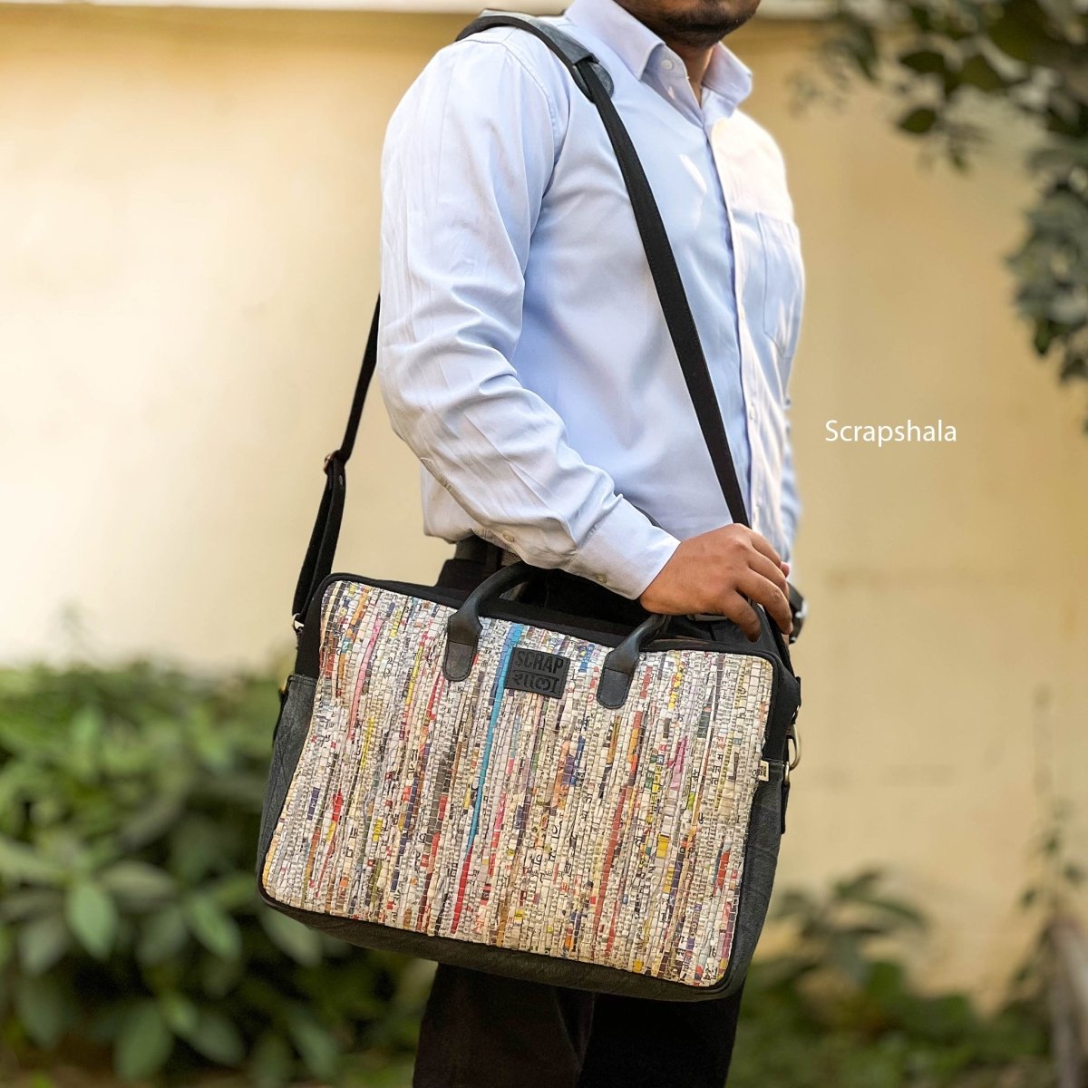 Charcha Office Laptop Bag | Upcycled Handloom Textile | Verified Sustainable by Brown Living™