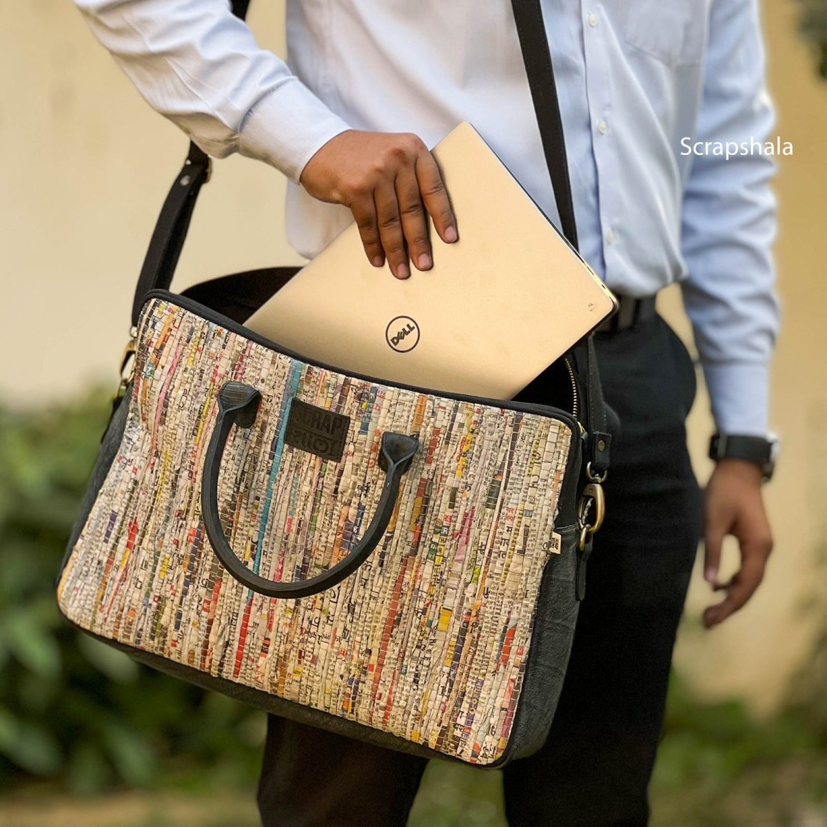 Charcha Office Laptop Bag | Upcycled Handloom Textile | Verified Sustainable by Brown Living™