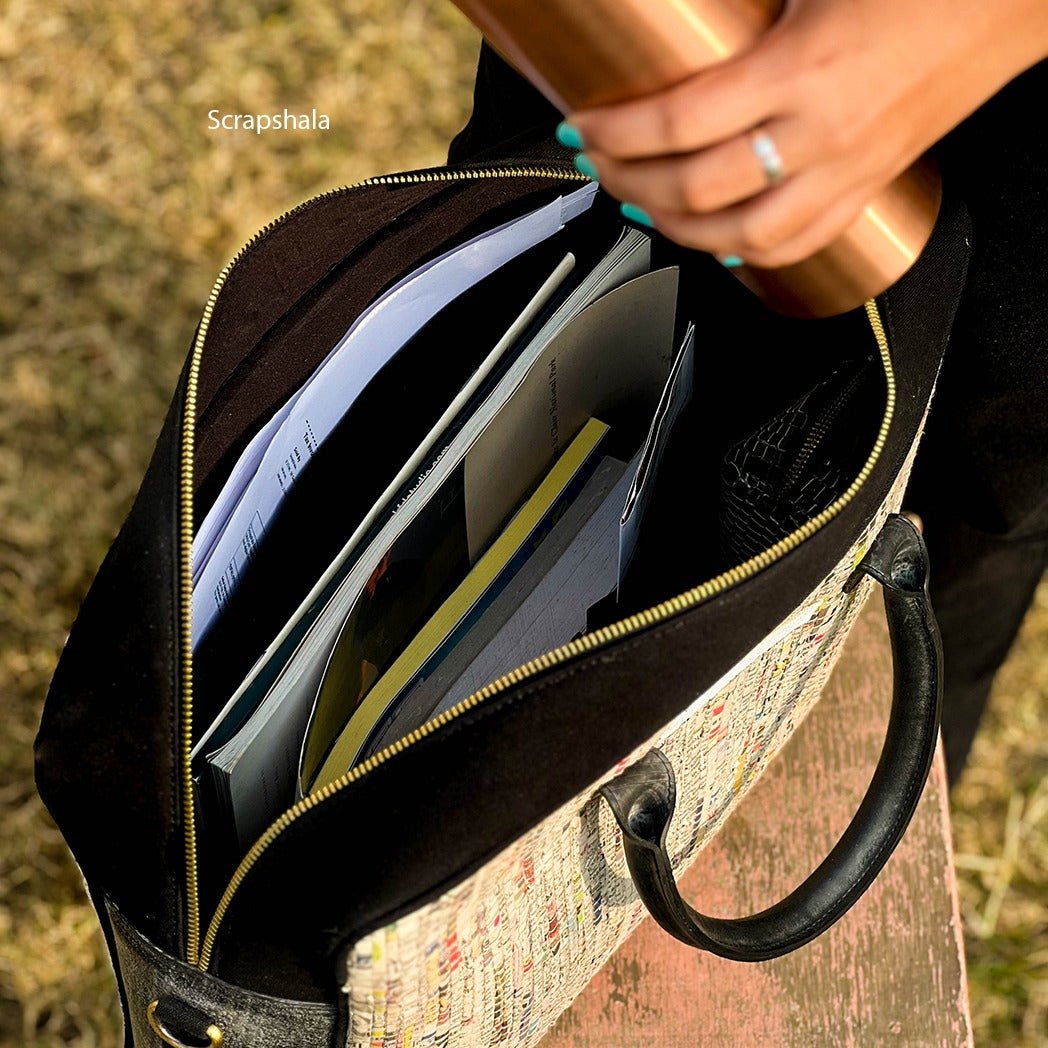 Charcha Office Laptop Bag | Upcycled Handloom Textile | Verified Sustainable by Brown Living™