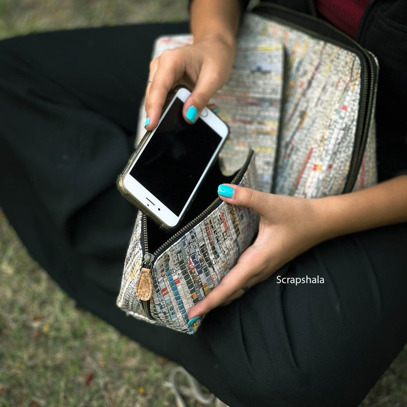 Charcha Zip Pouch set of 3 | Handloom textile | Upcycled | Space Saver | Verified Sustainable by Brown Living™