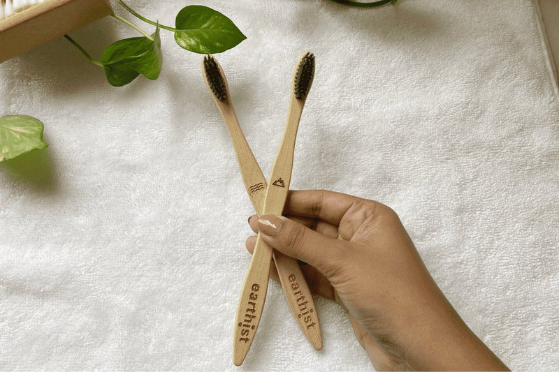 Buy Charcoal infused natural Bamboo Toothbrush combo -Pack of 2 | Shop Verified Sustainable Tooth Brush on Brown Living™