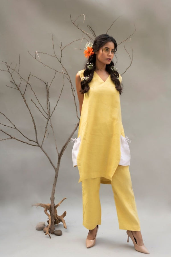 Buy Chary Organic dyed Kurta Yellow | Shop Verified Sustainable Products on Brown Living