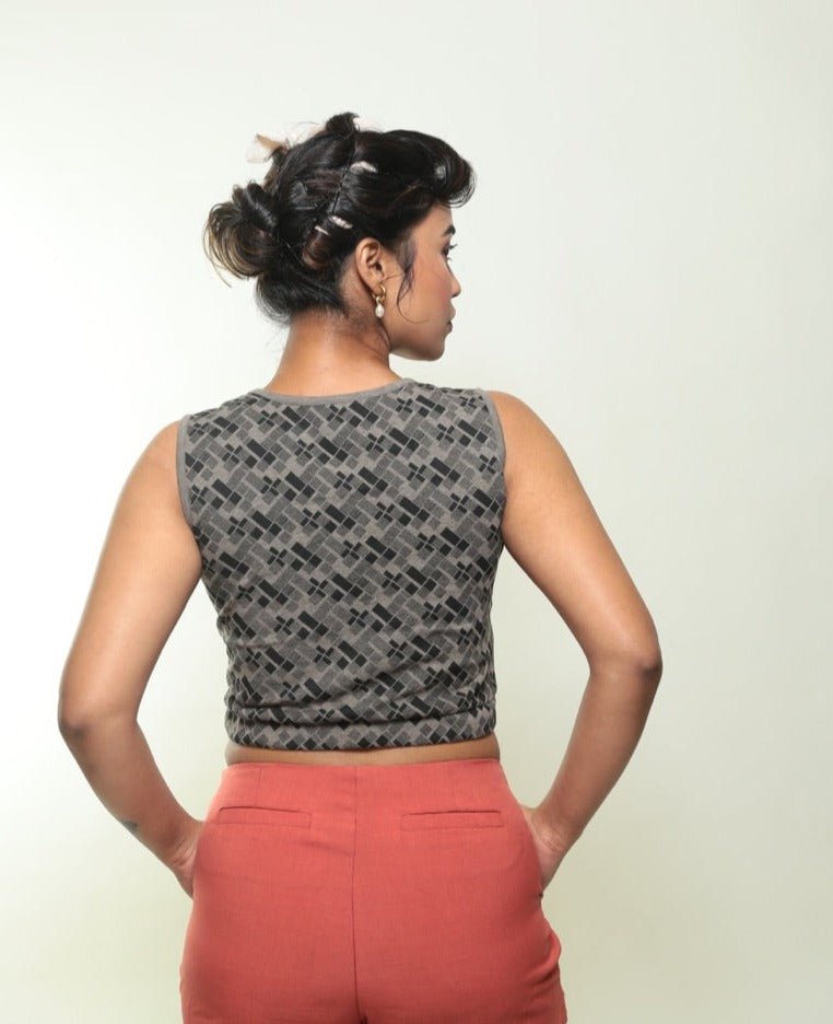 Checkered GOTS Certified Organic Cotton Crop Top | Verified Sustainable Womens Top on Brown Living™