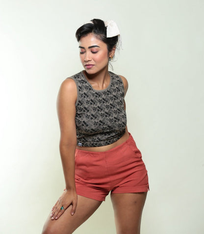 Checkered GOTS Certified Organic Cotton Crop Top | Verified Sustainable by Brown Living™