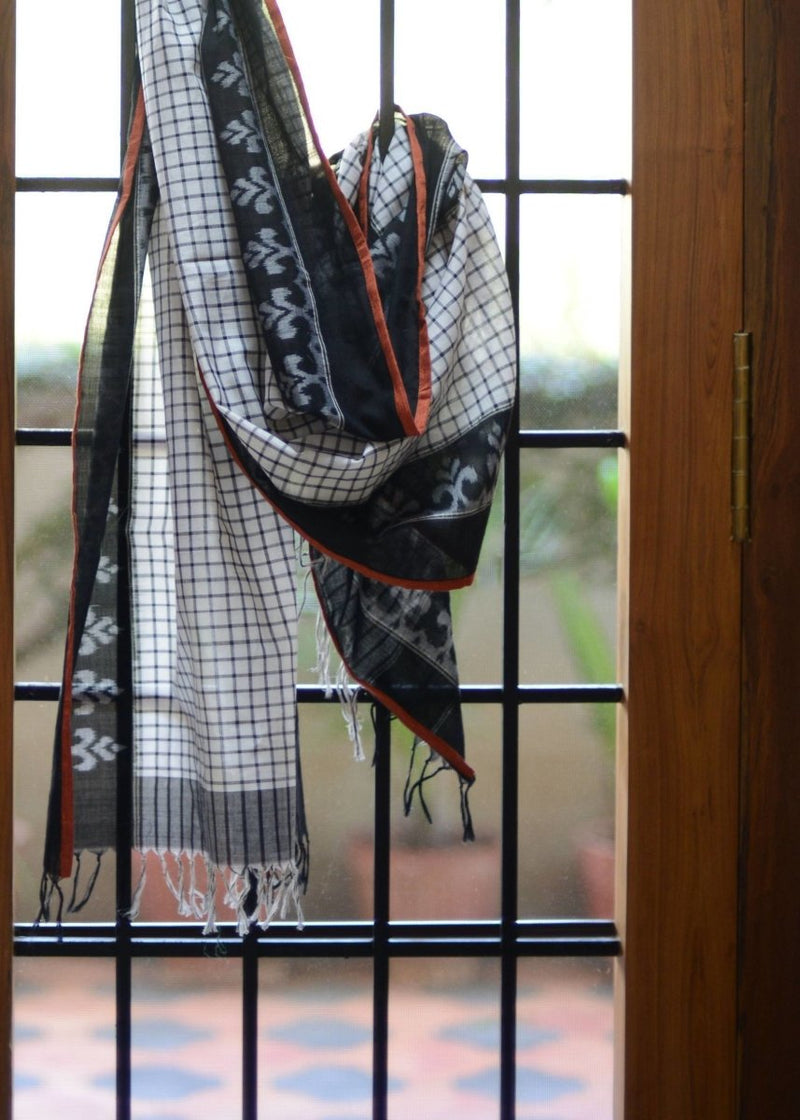 Buy Checkmate Handwoven Scarf / Stole | 100% Cotton | Handcrafted Scarf | Shop Verified Sustainable Products on Brown Living