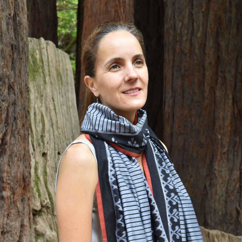 Buy Checkmate Stripes Handwoven Ikat Scarf | Shop Verified Sustainable Products on Brown Living