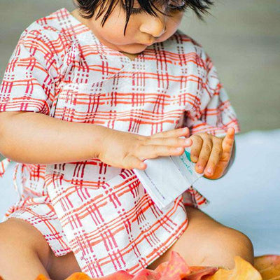 Checks Print Angarakha Top with White Pants – Kids Daywear Sets on Brown Living™. SKU: 186 - 06365 - CHK - RED - ANG+PLN - WHT - PYJ1. Img 1.