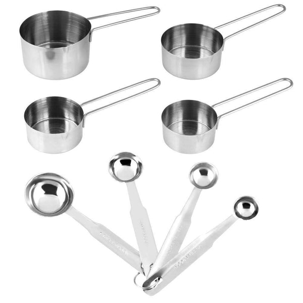Buy Chef's Stainless Steel Measuring Cups & Spoons Set of 8 Units | For Cooking, Baking & Dietary Needs | Shop Verified Sustainable Cookware on Brown Living™
