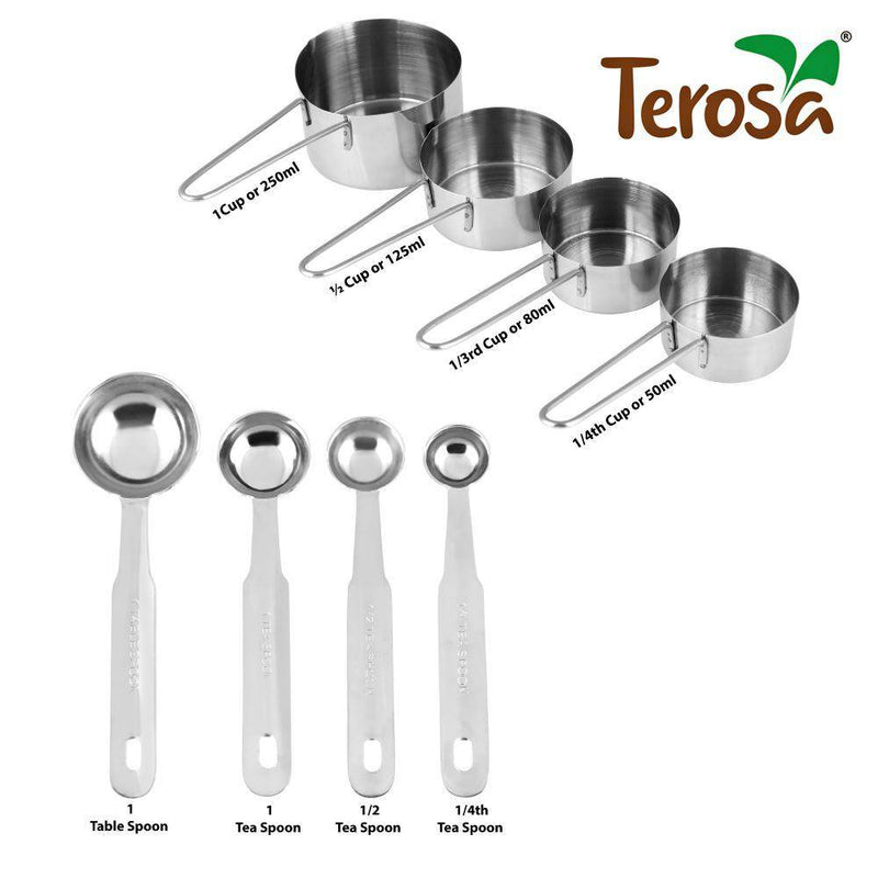 Buy Chef's Stainless Steel Measuring Cups & Spoons Set of 8 Units | For Cooking, Baking & Dietary Needs | Shop Verified Sustainable Products on Brown Living