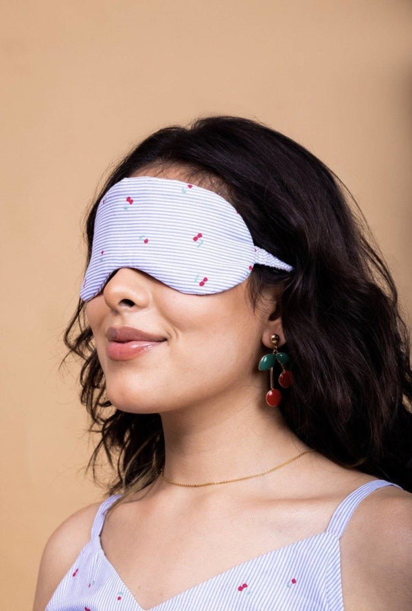 Buy Cherry Print SleepMask (2 Scrunchies worth 299 free on Disha Lulla Design Purchases Above 500) | Shop Verified Sustainable Womens Eyewear on Brown Living™