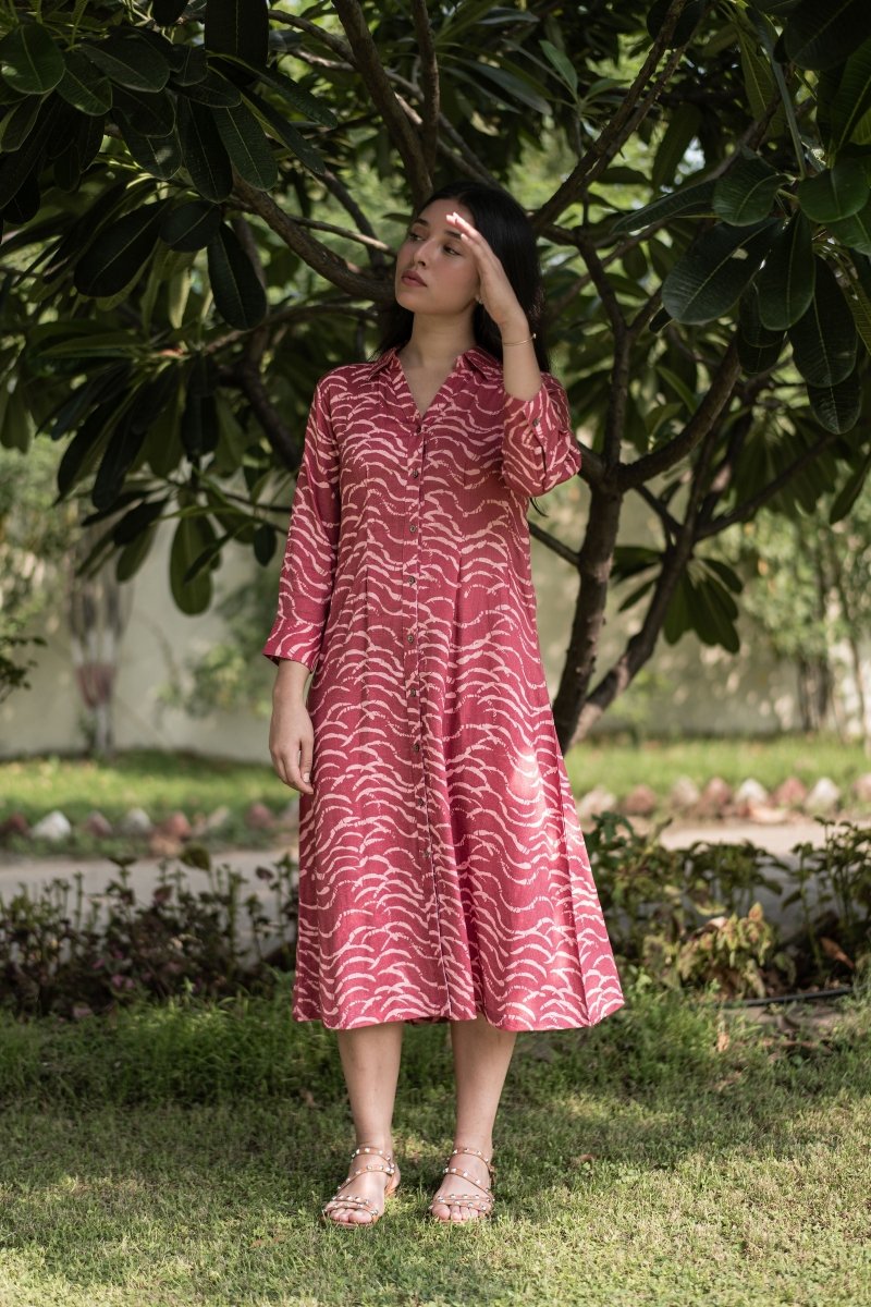 Buy Cherry Threads Shirt Linen Dress | Shop Verified Sustainable Womens Dress on Brown Living™