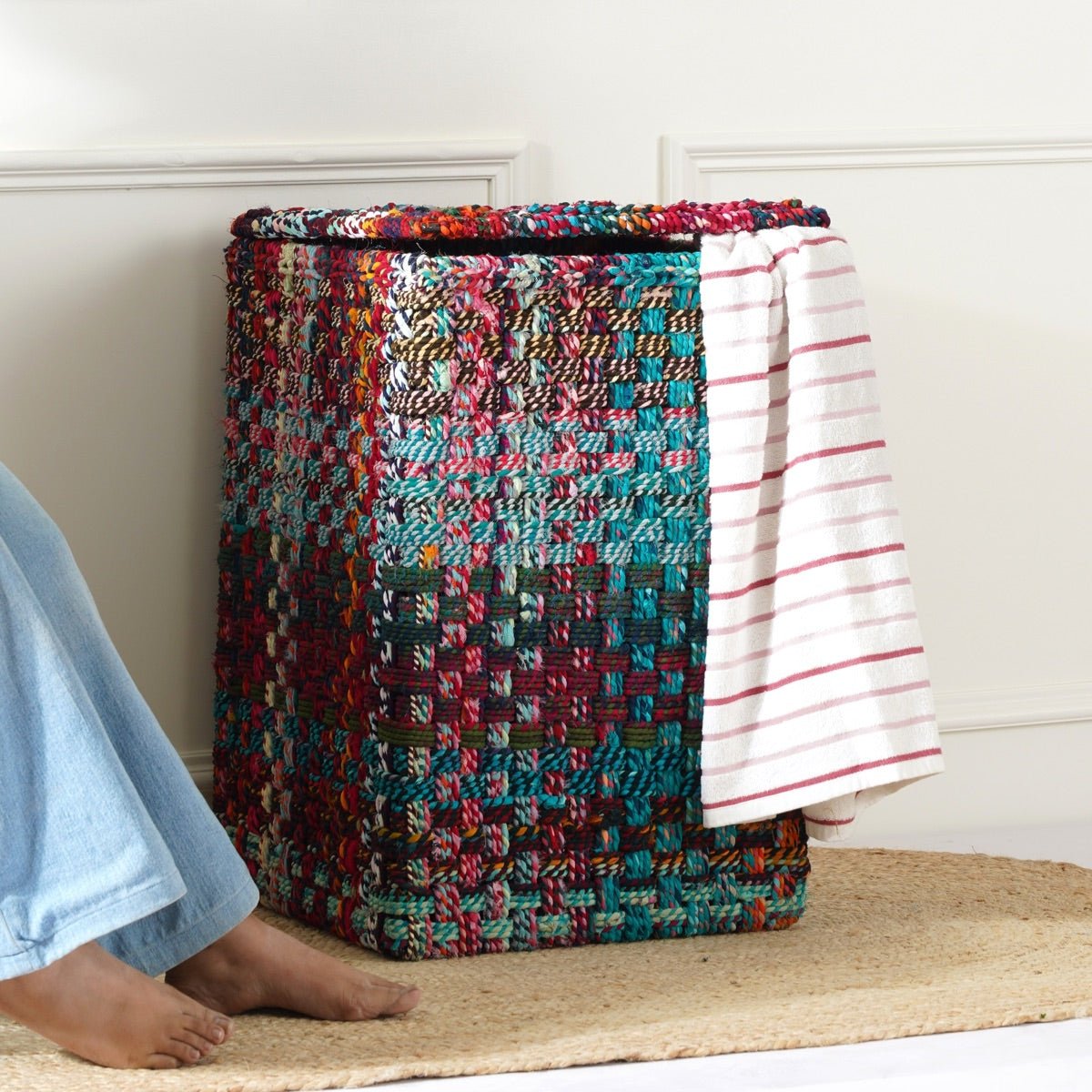 Cherry Upcycled Textile Laundry Basket | Verified Sustainable by Brown Living™