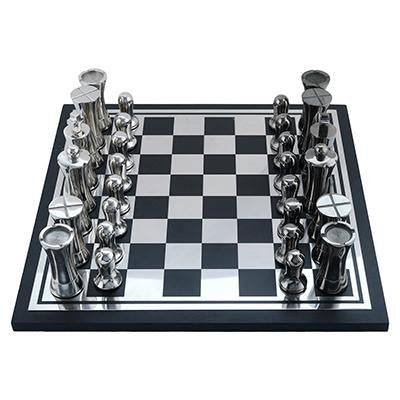 Buy Chess Board Game Black and Silver Finish 13.5" - Stout | Shop Verified Sustainable Learning & Educational Toys on Brown Living™