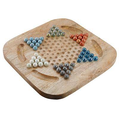 Chinese Checkers Brainvita Game Set with 12 - inch Wooden Board | Verified Sustainable by Brown Living™