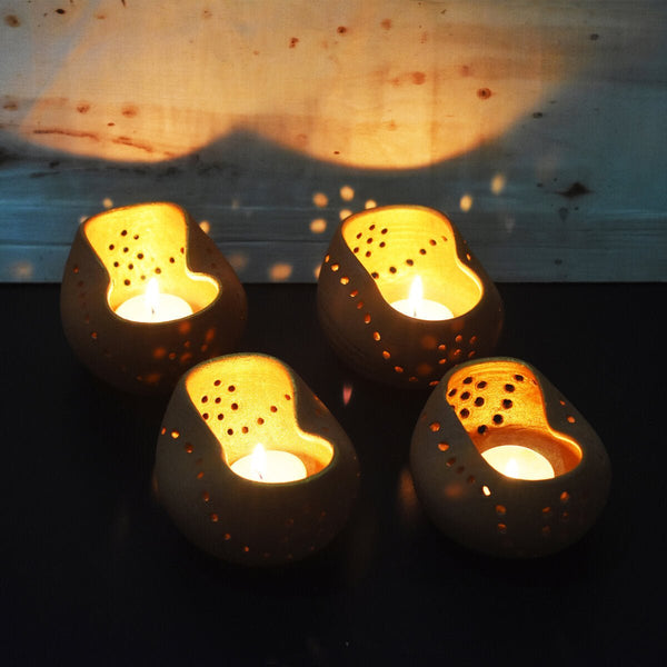 Buy Chirag 2 Terracotta Candle Holder- Set Of 4 with Free Tealight | Shop Verified Sustainable Products on Brown Living