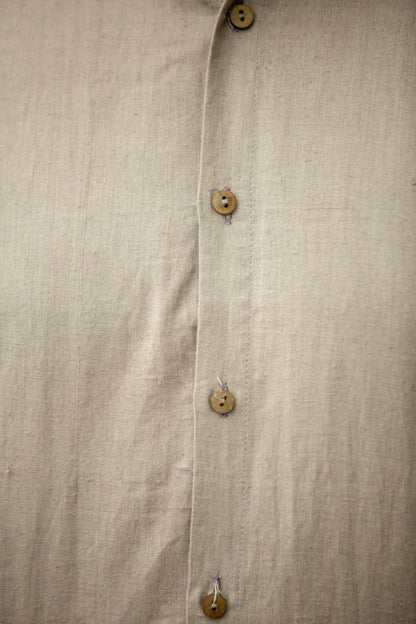 Chocolate Mandarin Collar Khadi Shirt | Verified Sustainable by Brown Living™