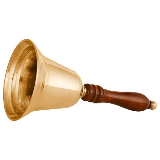 Buy Christmas Brass Hand Bell with Wooden Handle - Golden | Shop Verified Sustainable Products on Brown Living