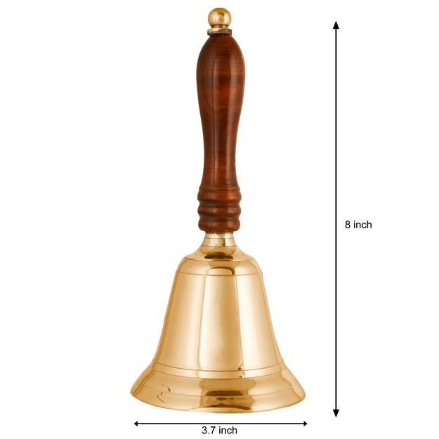 Buy Christmas Brass Hand Bell with Wooden Handle - Golden | Shop Verified Sustainable Products on Brown Living