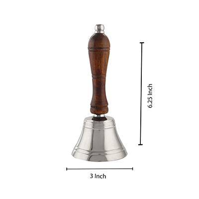 Buy Christmas Brass Hand Bell with Wooden Handle - Silver | Shop Verified Sustainable Products on Brown Living