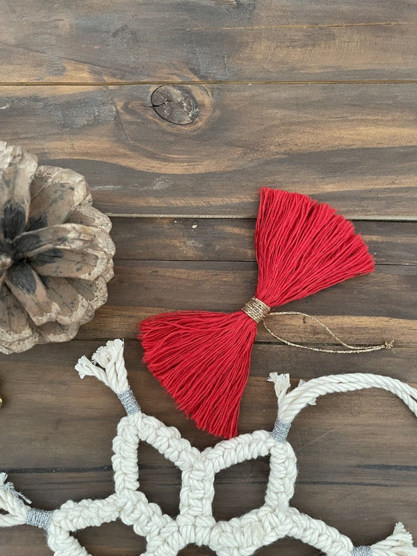 Buy Christmas Decoration Bows Red and White (Set of 2) | Shop Verified Sustainable Decor & Artefacts on Brown Living™