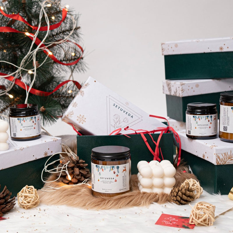Buy Christmas Hamper | Handcrafted | Scented Glass Jar (120ml) & Bubble Candle | 100% Natural | Pack of 2 | Shop Verified Sustainable Candles & Fragrances on Brown Living™