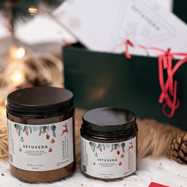 Buy Christmas Hamper | Handcrafted | Scented Glass Jars | 250ml & 120 ml | 100% Natural | Pack of 2 | Shop Verified Sustainable Candles & Fragrances on Brown Living™