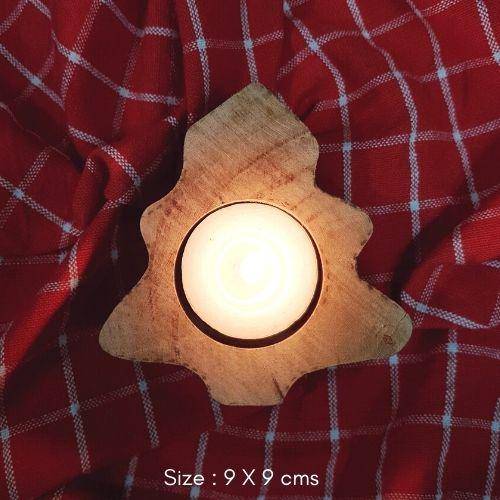 Buy Christmas Special Wooden Candle Holder - Set of 3 | Shop Verified Sustainable Products on Brown Living
