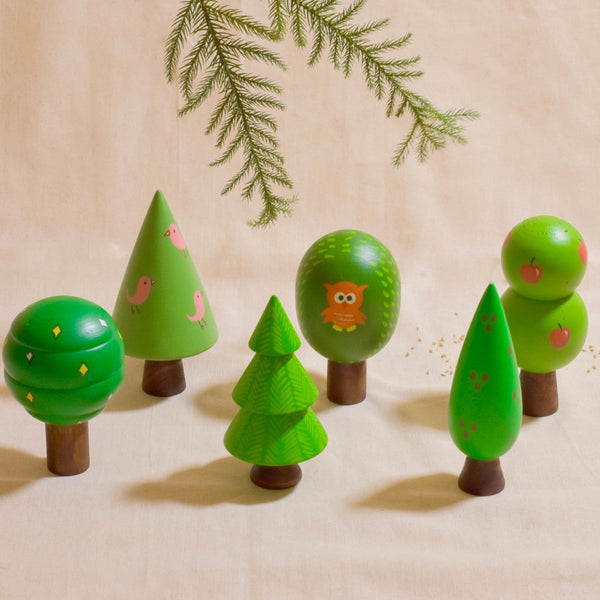 Buy Christmas Tree Handmade Wooden Decor (Set of Six) | Shop Verified Sustainable Products on Brown Living