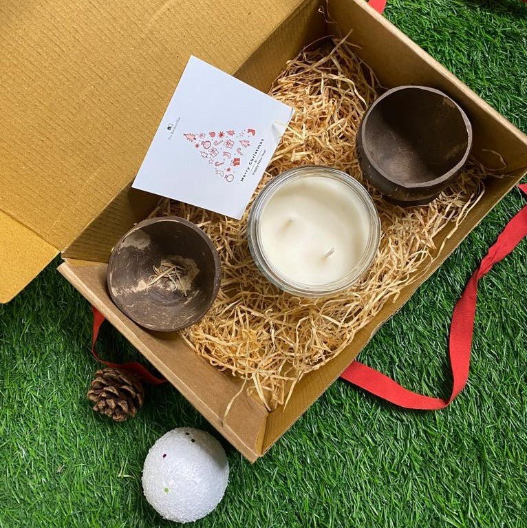 Buy Christmas Vibes | Christmas Hamper | Sustainable Celebrations with Shot Glasses & Soy Candle | Shop Verified Sustainable Gift Hampers on Brown Living™