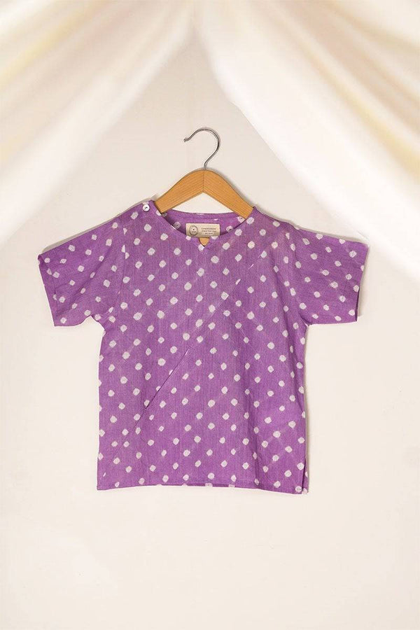 Buy Chuck A Wobbly' Unisex Bandhani Parsi Jhabla T-Shirt In Purple | Shop Verified Sustainable Kids Tops on Brown Living™