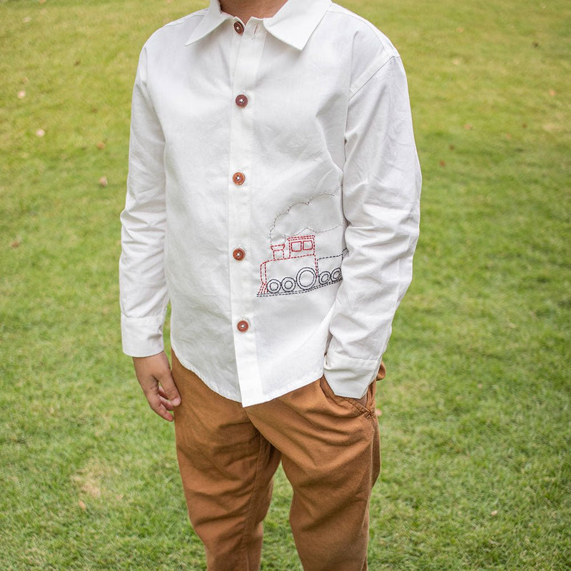 Buy Chuk Chuk Embroidered Formal Shirt - White | Shop Verified Sustainable Kids Shirts on Brown Living™