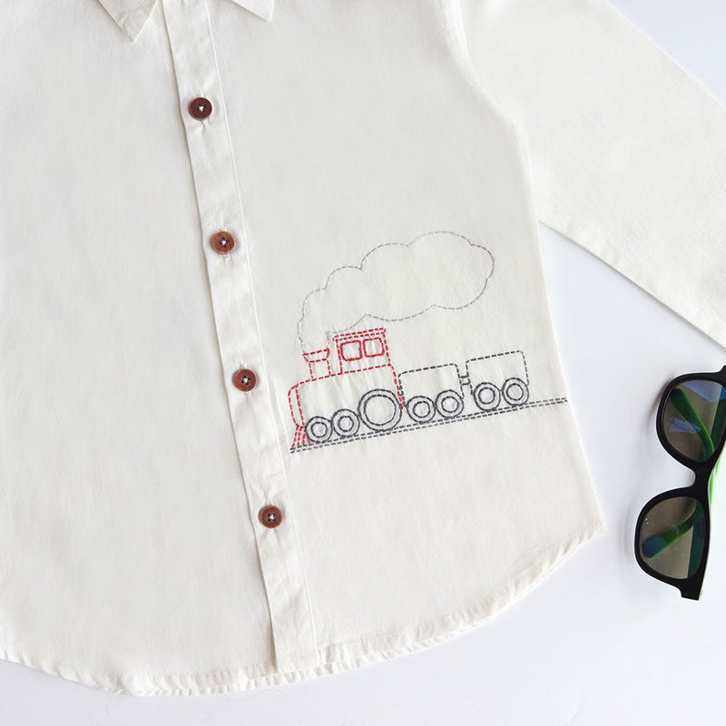 Buy Chuk Chuk Embroidered Formal Shirt - White | Shop Verified Sustainable Kids Shirts on Brown Living™