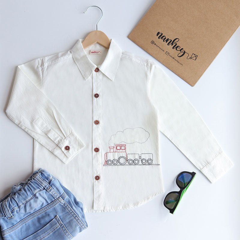 Chuk Chuk Embroidered Formal Shirt - White | Verified Sustainable by Brown Living™