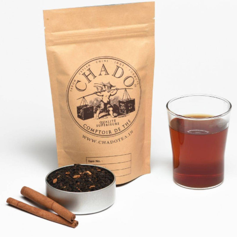Buy Cinnamon Flavoured Black Tea with Cinnamon Chips - 50g | Shop Verified Sustainable Tea on Brown Living™