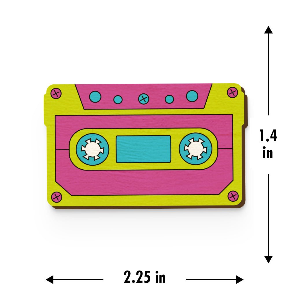 Classic Cassette Hand Painted Wooden Magnet | Verified Sustainable by Brown Living™