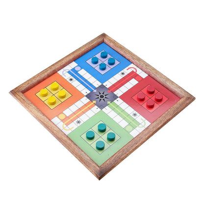 Handmade Wooden 2 In 1 Magnetic Ludo Snakes And Ladders Set | Verified Sustainable by Brown Living™