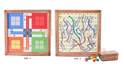 Handmade Wooden 2 In 1 Magnetic Ludo Snakes And Ladders Set – Learning & Educational Toys on Brown Living™. SKU: 1023433. Img 3.