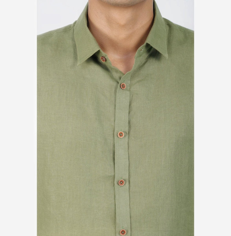 Buy Classic Olive Green Everyday Hemp Fabric Shirt | Shop Verified Sustainable Products on Brown Living