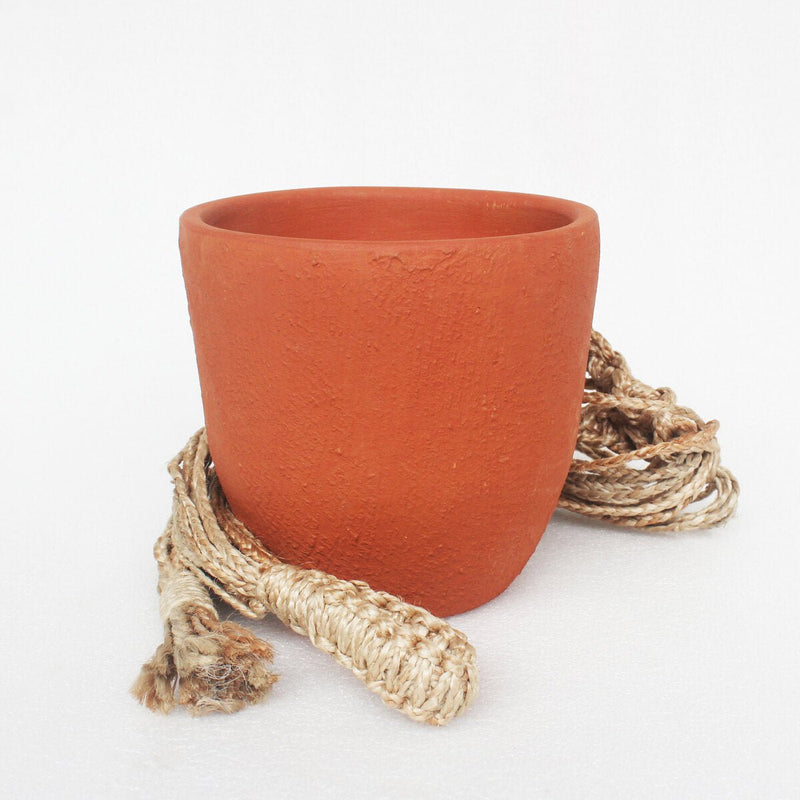 Buy Classic Terracotta Planter with Jute Macrame Hanger Design 3 | Shop Verified Sustainable Products on Brown Living