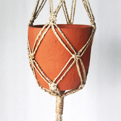 Classic Terracotta Planter with Jute Macrame Hanger Design1 | Verified Sustainable by Brown Living™