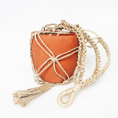 Classic Terracotta Planter with Jute Macrame Hanger Design1 | Verified Sustainable by Brown Living™