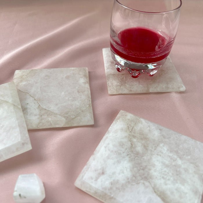 Clear Quartz Square Coaster | Set of 4 | Verified Sustainable by Brown Living™