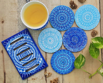 MDF Coasters Painted with Mandala Designs | Verified Sustainable by Brown Living™