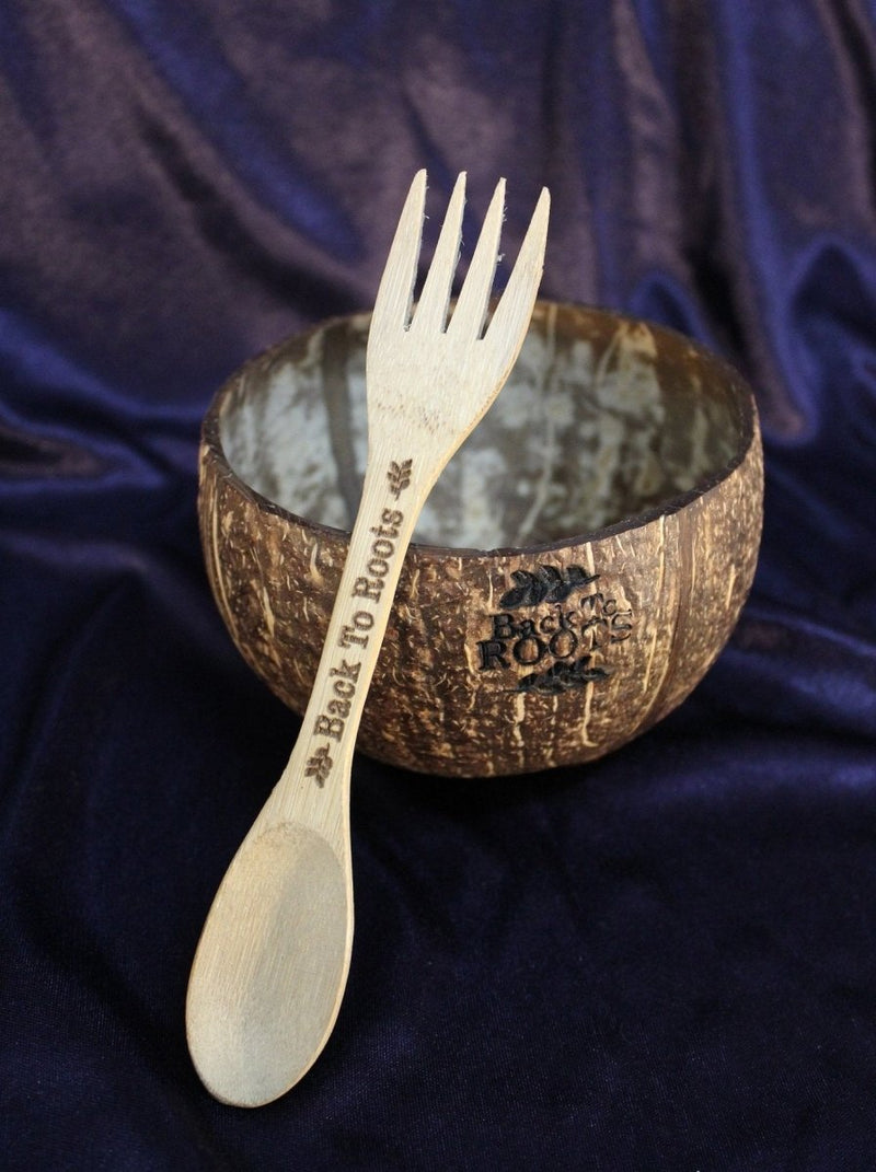 Buy Coconut Bowl and Bamboo Spork | Combo | Gift | Shop Verified Sustainable Cutlery on Brown Living™